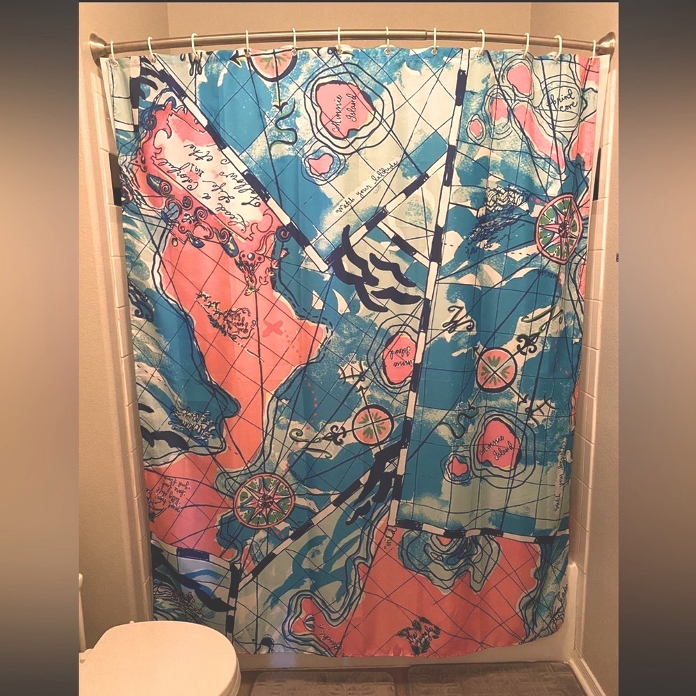 Lilly Pulitzer inspired shower curtain X marks the spot